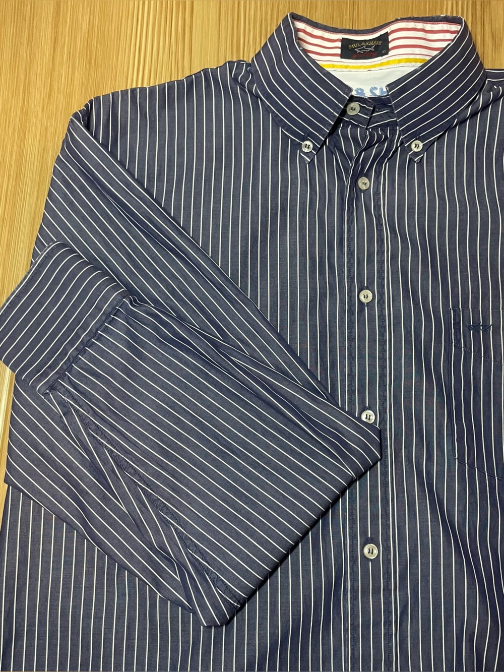 Paul & Shark Yachting Mens Button Down Shirt Blue Pinstripe Size 43 XL Cotton